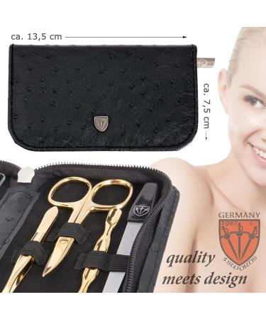 3 Swords Germany - brand quality 8 piece manicure pedicure grooming kit set for professional finger & toe nail care scissors clipper fashion leather case in gift box Made by 3 Swords (000910) BLACK / OSTRICH - TOOLS GILT - Buy Online on GoSupps.com