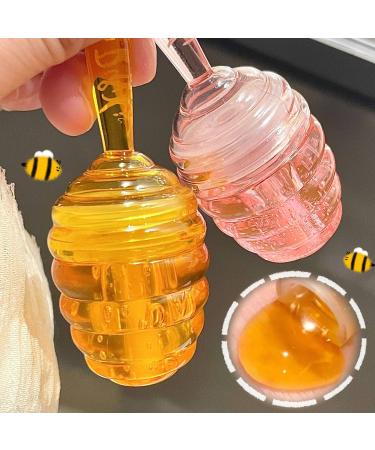Honey Lip Oil Lip Gloss Set Clear Lip Gloss 2PCS Lip Gloss Moisturizing Liquid Lipstick Glossy Lip Make up Lip Comfort Oil Transparent Lip Gloss Kit Honey Flavors