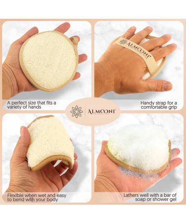Almooni Premium Egyptian Exfoliating Loofah Pad Body Scrubber - Round Shape - Natural Egyptian Shower Sponge - 2 Pack - Buy Online on GoSupps.com