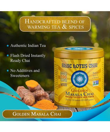 Blue Lotus Chai Golden Masala - Instant Spiced Tea Mix, 100 Cups, 3oz, Gluten-Free - Buy Online on GoSupps.com