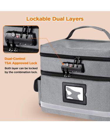 Zannaki Medicine Storage Bag with Combination Lock | Double Layer Pill Organizer | Secure Zippered Locking Box for Prescriptions Vitamins & Supplements - Grey - Buy Online on GoSupps.com