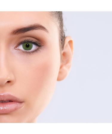 Buy Lenzotica Colored Contact Lenses Platinum Green -3.00 | Soft Opaque Green Eyes | 3-Month Supply + Case - Buy Online on GoSupps.com