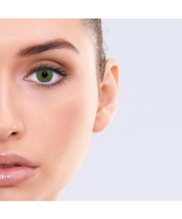 Shop Lenzotica Platinum Green Contact Lenses - Natural Cover Prescription -1.75 3 Monthly Dia 14.00 + Case - Buy Online on GoSupps.com