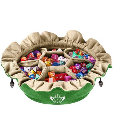 CardKingPro Immense Dice Bags with Pockets - Green - Capacity 150+ Dice - Great for Dice Hoarders Patented Design