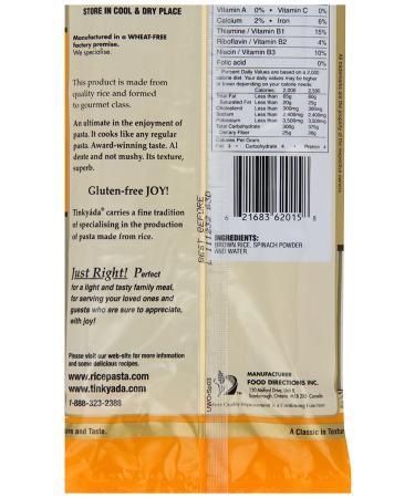 Tinkyada Brown Rice Pasta Spaghetti with Spinach - 12 oz (Pack of 12) | Gluten-Free & Healthy - Buy Online on GoSupps.com