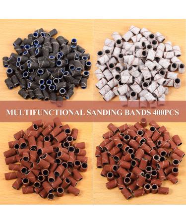 402-Piece Nail Drill Bits Set with Sanding Bands - 400 Nail Sanding Bands in 3 Colors + 2 Nail Drill Bits 3/32 Inch for Manicures and Pedicures - Buy Online on GoSupps.com
