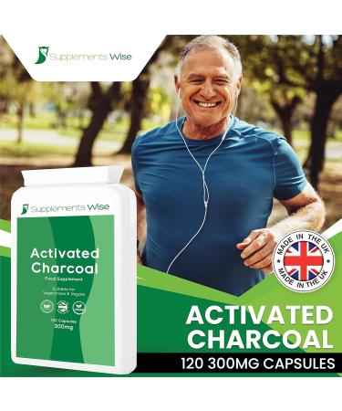 120 x 300mg Activated Charcoal Capsules for Flatulence Relief - Pure Coconut Charcoal Tablets for Trapped Wind - Natural Active Charcoal Powder - Buy Online on GoSupps.com