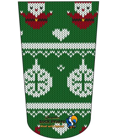 Amputee Stump Sock Knitted Look Green Santa V1 3Ply Stump Sock
