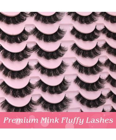 D Curl Fluffy Wispy Mink False Eyelashes - Natural Look Russian Strip Lashes - 14 Pairs (16mm) - Short Fake Eye Lashes for Dramatic Volume - Buy Online on GoSupps.com