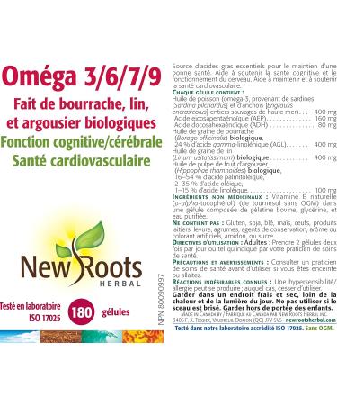 New Roots Herbal - Omega 3/6/7/9-180 softgels - Essential Fatty Acids - Made with Organic Borage Flax and Sea Buckthorn - Buy Online on GoSupps.com