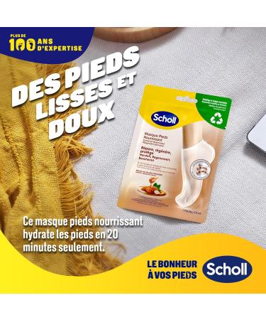 Dr. Scholl's Masque Pieds l'Amande et au Miel pour peaux s ches - En 20 minutes - Chaussettes de soin hydratantes non grasses et faciles utiliser - Masques et emballage recyclables - 1 paire - Buy Online on GoSupps.com