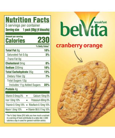 belVita Cranberry Orange Breakfast Biscuits - 5 Packs (4 Biscuits Per Pack) - Buy Online on GoSupps.com