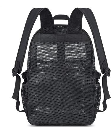 22L Heavy Duty Mesh Backpack for Adults - Black See-Through Bookbag for School, Beach, and Sports - Buy Online on GoSupps.com