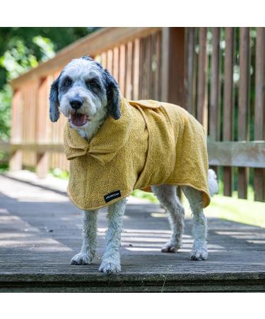 CANICOAT Dog Bathrobe Lavari - 100% Cotton Oeko-TEX Certified Size 11 - Sun Yellow | Best for Pet Drying & Comfort - Buy Online on GoSupps.com