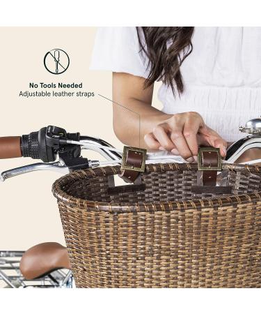 Retrospec Oval Dreamcatcher Basket with Leather Straps, Brass Buckles - Dark Stain - Buy Online on GoSupps.com