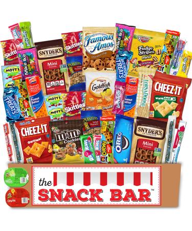 The Snack Bar - Snack Care Package (40 count) - Variety Assortment with American Candy Fruit Snacks Gift Snack Box for Lunches Office College Students Road Trips Holiday Gifts