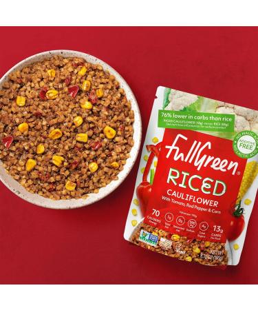 Fullgreen Riced Cauliflower with Tomato Red Pepper & Corn - Keto-Friendly, Non-GMO, Preservative-Free (6 Pack) - Buy Online on GoSupps.com