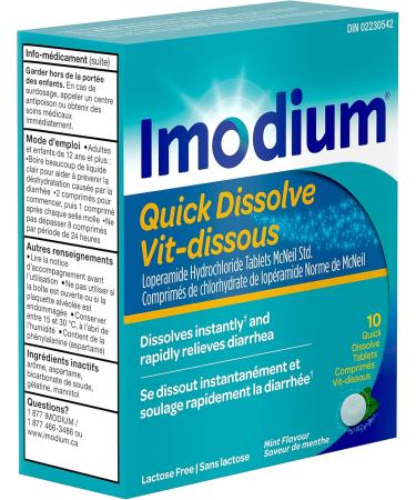Imodium Diarrhea Relief Quick-Dissolve Mint Flavour Tablets Quick Dissolve Diarrhea Relief Loperamide Hydrochloride 10 Count 10 Count (Pack of 1) - Buy Online on GoSupps.com