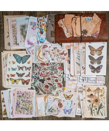 Knaid Vintage Scrapbook Supplies Pack - 200 Pieces for Junk Journals, Planners & Bullet Journals | Botanical Paper Stickers & Craft Kits for Aesthetic Cottagecore Collage Albums - Nature Theme - Buy Online on GoSupps.com