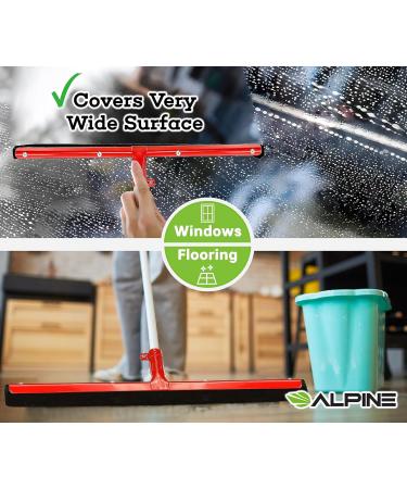 Alpine Industries Standard Dual Moss Floor Squeegee - Heavy Duty Head Replacement w/ Soft Foam - Wet & Dry Floor Cleaner for Tile & Hardwood Flooring - 22-inch Dual Moss Red Red silver 22 Inch - Buy Online on GoSupps.com