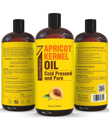 Organic 32 fl oz Apricot Kernel Oil - Non-GMO & Hexane Free - Lightweight Moisturizer for All Skin Types - Ideal Carrier Oil for Massage & Aromatherapy - Buy Online on GoSupps.com