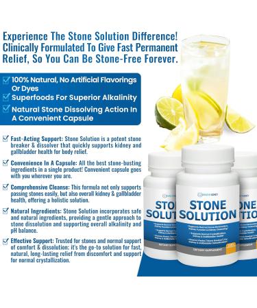 Stone Solution Capsules- Natural Dissolver Kidney Stone Support & Kidney Cleanser Chanca Piedra Stone Breaker Gallbladder Cleanse Flush & Stop Recurrence Stone Relief 60 Servings - Buy Online on GoSupps.com
