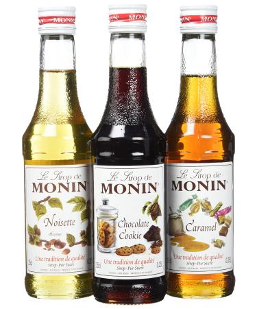 MONIN - Box for Hot Drinks - Caramel Hazelnut and Chocolate Cookie - 3x25cl