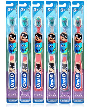 Hippie Hype Kids Manual Toothbrush, for Children and Toddlers 3+, Extra Soft Bristles - Pack of 6 (Characters Vary)