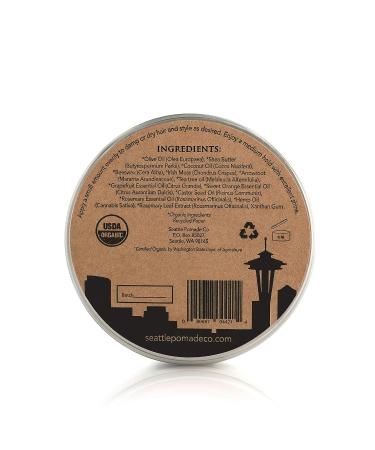 Seattle Pomade Co. USDA Certified Organic Pomade - Medium Hold & High Shine Styling Formula for Straight, Thick, and Curly Hair - Non GMO - Buy Online on GoSupps.com
