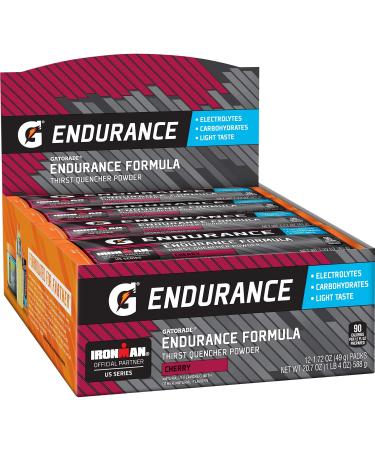 Gatorade Endurance Formula Powder With Electrolytes, Cherry, 1.72 Oz - Pack of 12 Cherry 1.72 Ounce (Pack of 12)