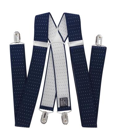 axy Men's Suspenders 3.5 cm Wide X-Shape with 4 Strong Clips - Black Blue White Dots | International Shipping - Buy Online on GoSupps.com