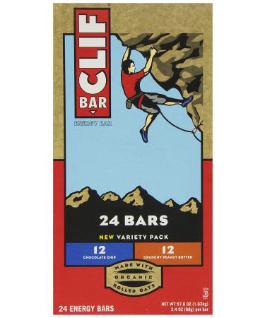 Clif Bar Variety Pack Chocolate Chip Crunchy Peanut Butter 2.4 oz. Nutrition Bars 24 Count
