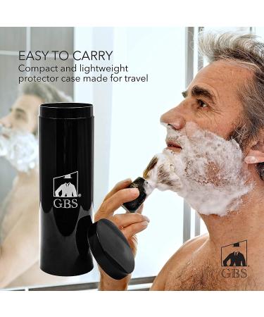 GBS 21mm Vegan Synthetic Shaving Brush with Travel Canister - Black Handle - Perfect Addition to Wet Shaving Set - Buy Online on GoSupps.com