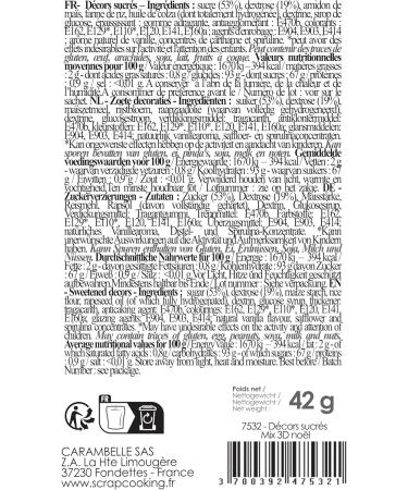 ScrapCooking 7532 - Christmas Sweet Decorations 42 g - Flakes Red Green & White Beads Barley Sugars - Edible Pastry Sprink - Buy Online on GoSupps.com