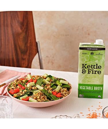 Kettle & Fire Organic Vegetable Broth 32 oz - Nourishing Plant-Based Soup Base - Buy Online on GoSupps.com