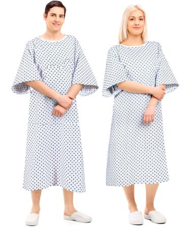 Prime Hospital Gown for Men and Women - Superior Cotton Blend - Soft and Wrinkle-Free Cloth - Back Front Tie - Fits Upto 2XL Size - Multipurpose Patient Gown for Men and Women - Reusable and Washable 1