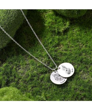 MeMeDIY Personalized Pet Portrait Necklace Customized Round Disc Photo Text Engraved Necklace Dog Cat Name Pet Sketch Necklace for Animal Lover Dog Mom/Dog Dad 1 pendant Silver - Buy Online on GoSupps.com