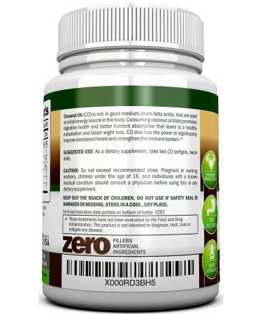 Organic Coconut Oil Capsules - 180 Softgels - 4000mg Daily - USDA Certified - Cold-Pressed Virgin Oil for Hair, Skin, Acne - Buy Online on GoSupps.com