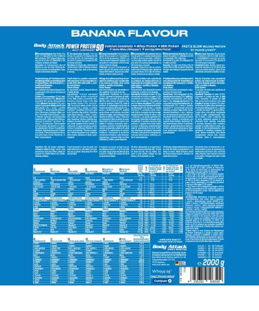 Buy Body Attack Power Protein 90 Banana Cream 2kg German Multi-Component Protein Powder with BCAA Vitamins & L-Carnitine Extra Creamy Protein Shake for Optimal Performance - Buy Online on GoSupps.com