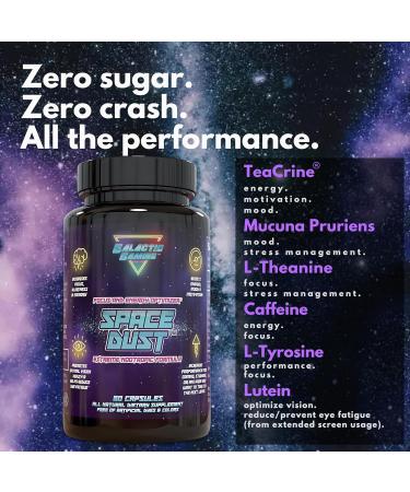 Space Dust - All-Natural Nootropic for Focus & Energy | 60 Capsules | Boost Memory Motivation & Cognitive Function with Teacrine Caffeine & Amino Acids | International Shipping Available - Buy Online on GoSupps.com