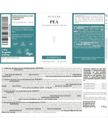 Nullure Palmitoylethanolamide (PEA) Supplement | Pure PEA 400mg Capsules | Immune Health Pain Management Cognitive Strengthening Muscle Strength | 90 caps (1 month) - Buy Online on GoSupps.com