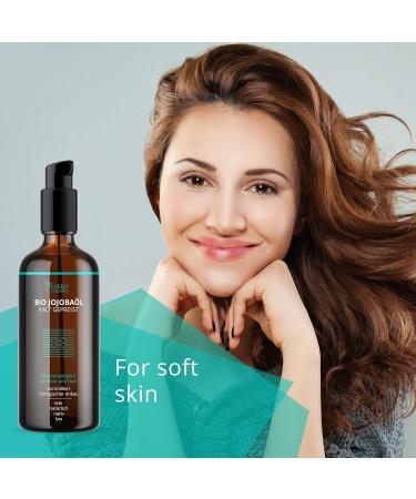 Organic Jojoba Oil Cold Pressed - 100% Pure - For Healthy Hair Nourished Skin and Strong Nails - Oil for Hair and Face - 100 ml in Light-Protection Glass Bottle - Virgin Oil - Made in Germany - Buy Online on GoSupps.com