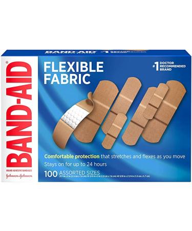 Band Aid Brand Flexible Fabric Adhesive Bandages for Wound Care & First Aid Assorted Sizes 100 Ct Beige-1