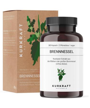 Kurkraft nettle (180 vegan capsules) - 10: 1 real nettle extract - 900mg high dose per daily dose - without additives - high -dose - carefully manufactured in Germany