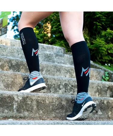 Mandoo Premium Compression Stockings - Unisex Medical Support Socks for Comfort Sports Post-Op & Travel | Size L EU 43-47 | UK 9.5-12.5 - Black - Buy Online on GoSupps.com