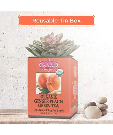 Organic Green Tea with Natural Ginger Peach Flavor - 50 Double Chambered Tea Bags | Low Caffeine, USDA Certified Organic, Non-GMO - Gluten Free - Buy Online on GoSupps.com