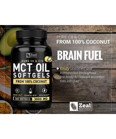 Pure MCT Oil Capsules (360 Softgels | 3000mg) - 4 Month Supply Keto Pills with Unrefined Coconut Oil - C10 & C8 MCT Oil for Brain Fuel, Energy, and Ketosis - Octane Oil Supplement - Buy Online on GoSupps.com