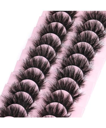 Fanxiton 8D Dramatic Faux Mink Lashes - 10 Pairs 20mm Soft Wispy Fluffy Volume False Eyelashes - Buy Online on GoSupps.com