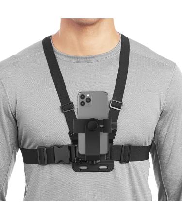 Mobile Phone Chest Strap Mount GoPro Chest Harness Holder for VLOG/POV, with iPhone 13 12 11 Pro Max Plus,Samsung,GoPro Hero 9, 8, 7, 6, 5,OSMO Action, AKASO,Action Camera and Cell Phones (4 to 7in)