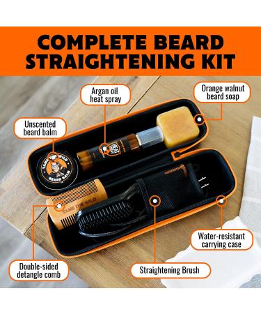 Tame the Wild Premium Beard Straightener Kit for Men - Heated Beard Brush Grooming Set with Heat Protectant, Soap, Balm, Comb, and Storage Case - Ideal Gift - Buy Online on GoSupps.com